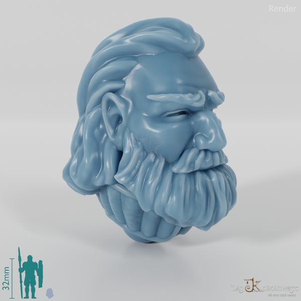 Equestrian people head - Male with open hair and beard