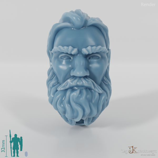 Equestrian people head - male with beard and ponytail