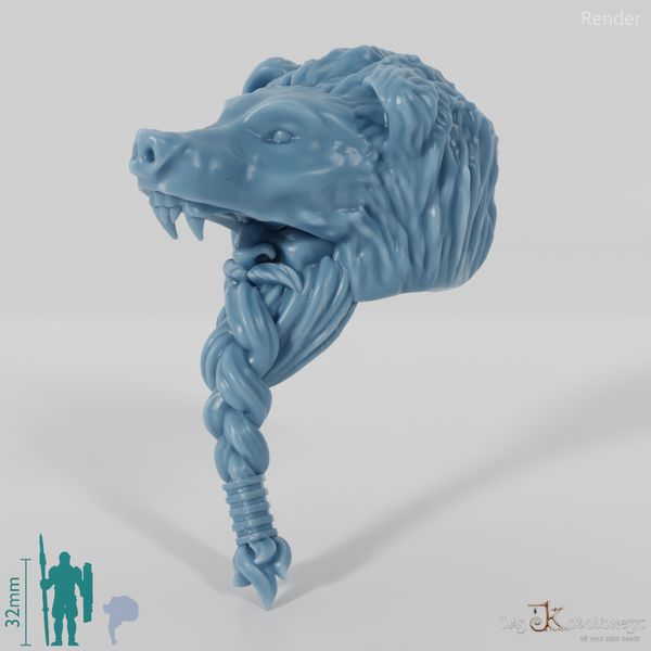 Dwarf Head - Male with bear head and long beard