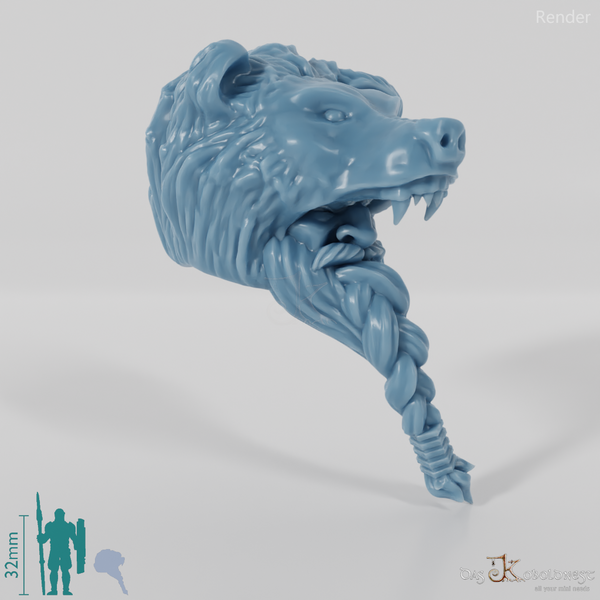 Dwarf Head - Male with bear head and long beard