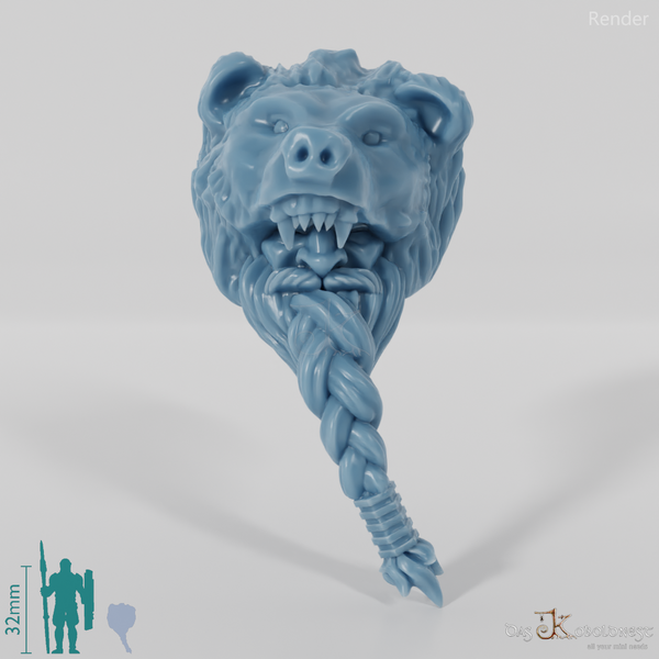 Dwarf Head - Male with bear head and long beard