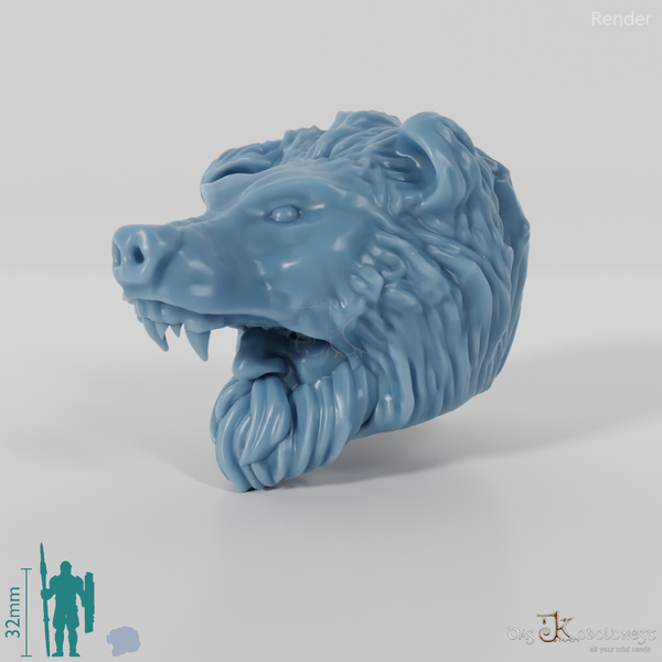 Dwarf Head - Male with bear head and short beard