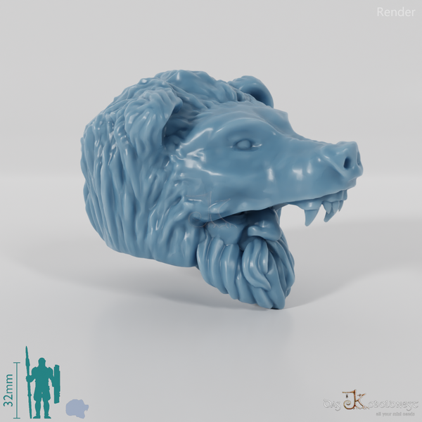 Dwarf Head - Male with bear head and short beard