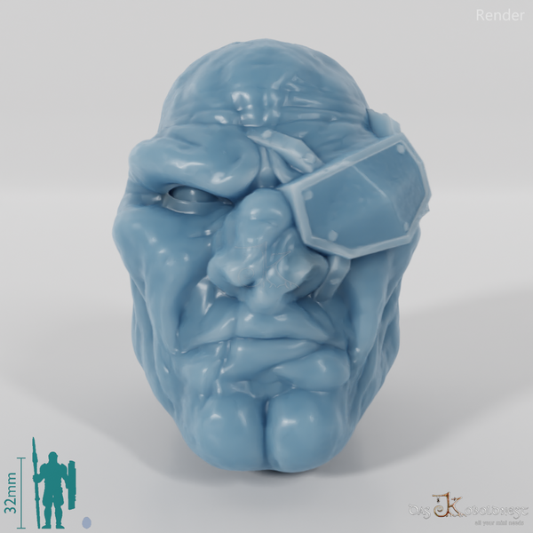 Halbork-Kopf mit Augenklappe