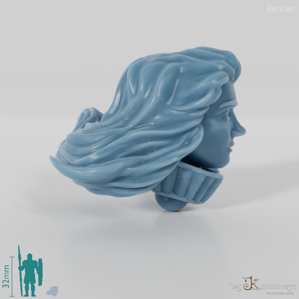 Equestrian Folk Head - Female with loose hair