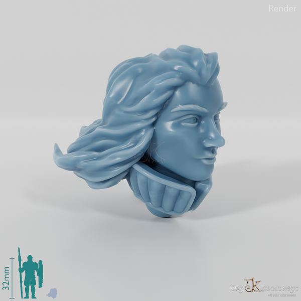 Equestrian Folk Head - Female with loose hair