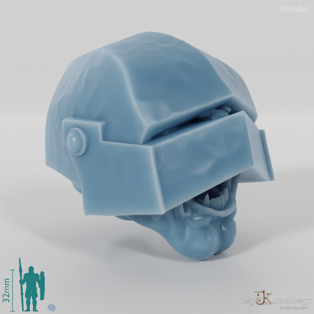 Half-orc head with helmet A, screaming