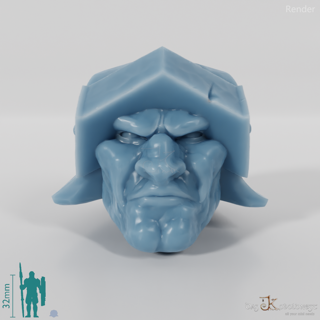 Half-orc head with open helmet