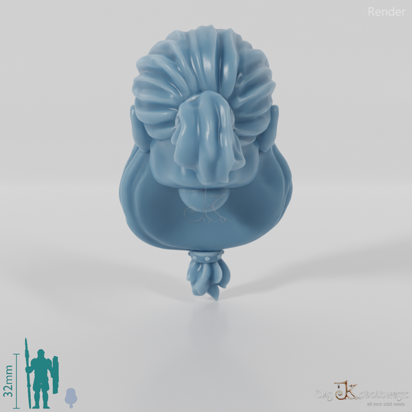 Dwarf Head - Male with long hair and long beard