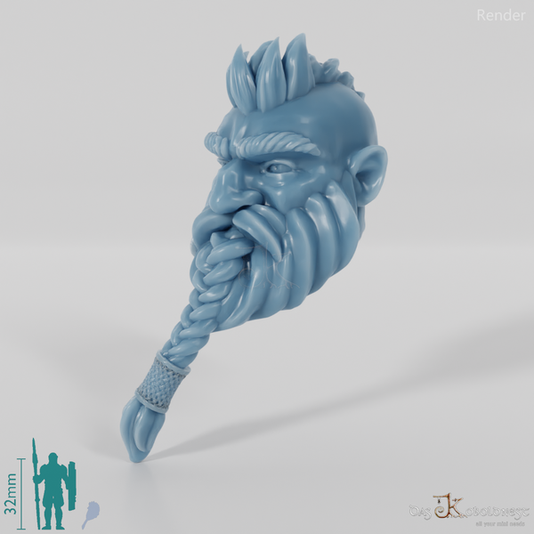 Dwarf Head - Male with braided beard