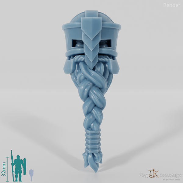 Dwarf Head - Male with glasses helmet and long beard