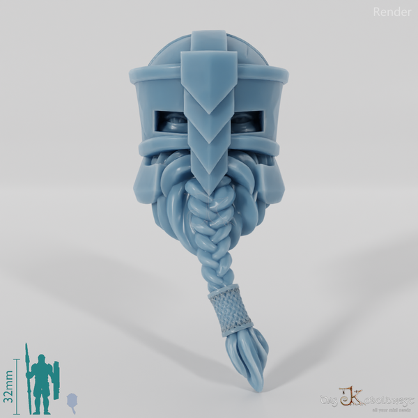 Dwarf Head - Male with glasses helmet and short beard