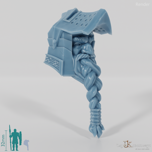 Dwarf Head - Male with visor helmet and beard