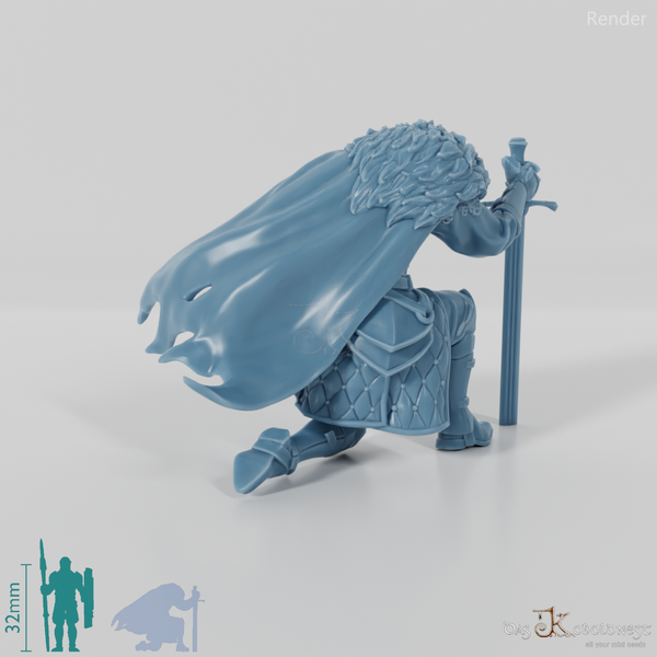 Ritter in glänzender Rüstung, kniend