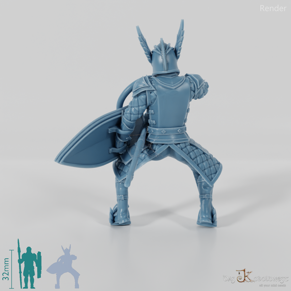 Schwingenritter der Lehnsgüter - Hornbläser 02 in Reitpose