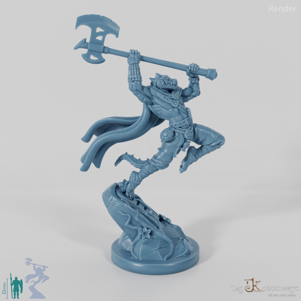 Koa, Lizard Folk Battlemaster with Ax (Pose 2)