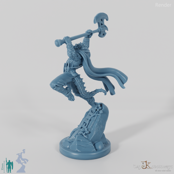 Koa, Lizard Folk Battlemaster with Ax (Pose 2)