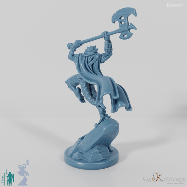 Koa, Lizard Folk Battlemaster with Ax (Pose 2)