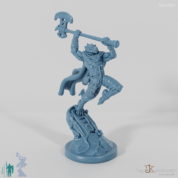 Koa, Lizard Folk Battlemaster with Ax (Pose 2)
