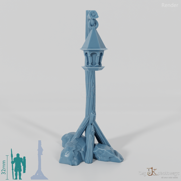 Lantern - street lamp on wooden pole 01