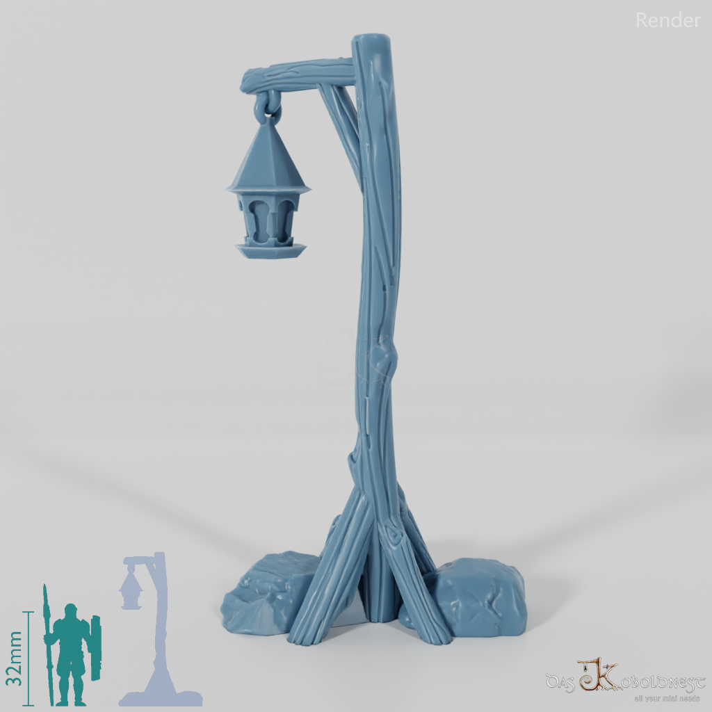 Lantern - street lamp on wooden pole 01