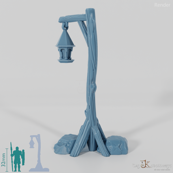 Lantern - street lamp on wooden pole 01