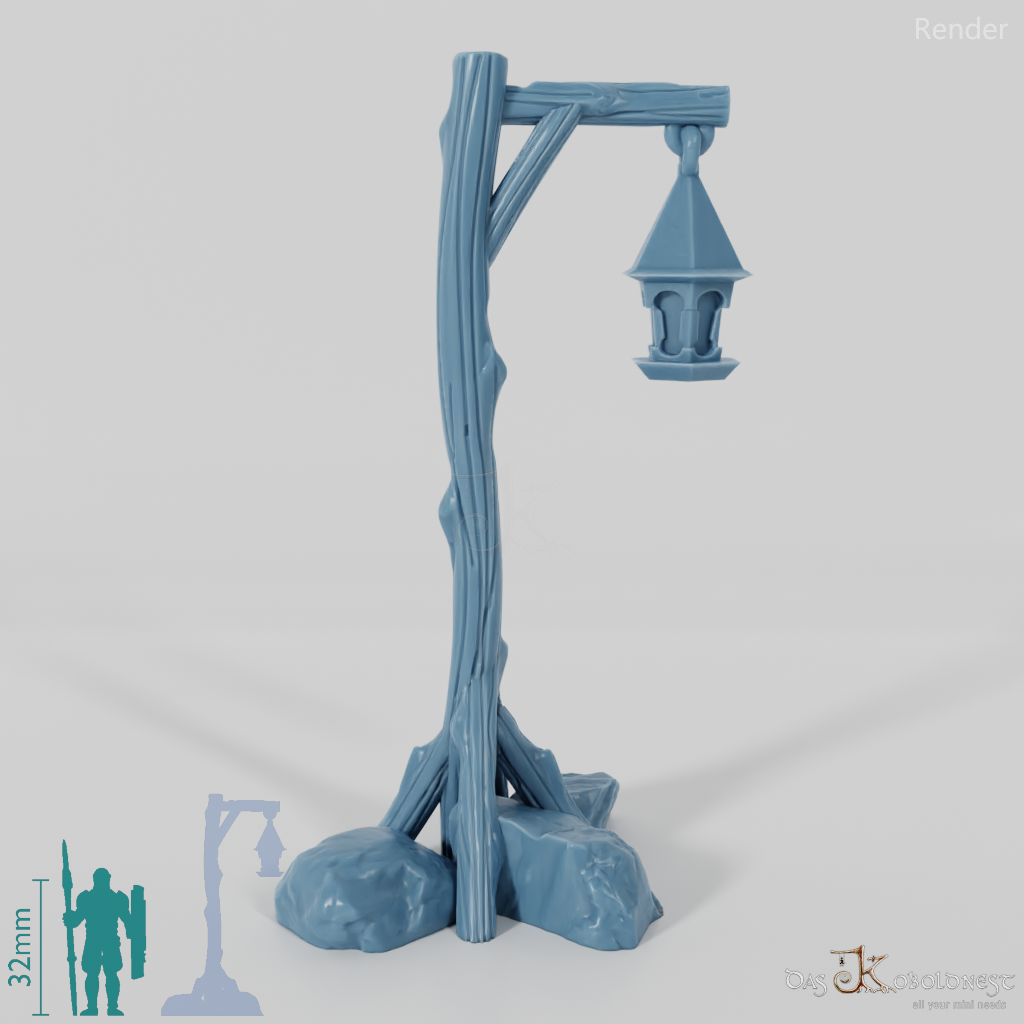 Lantern - street lamp on wooden pole 01