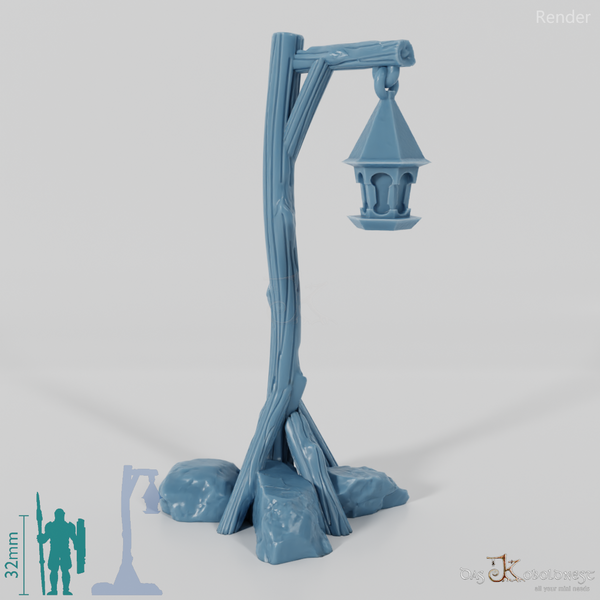 Lantern - street lamp on wooden pole 01