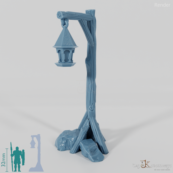 Lantern - street lamp on wooden pole 01