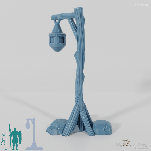 Lantern - street lamp on wooden pole 02