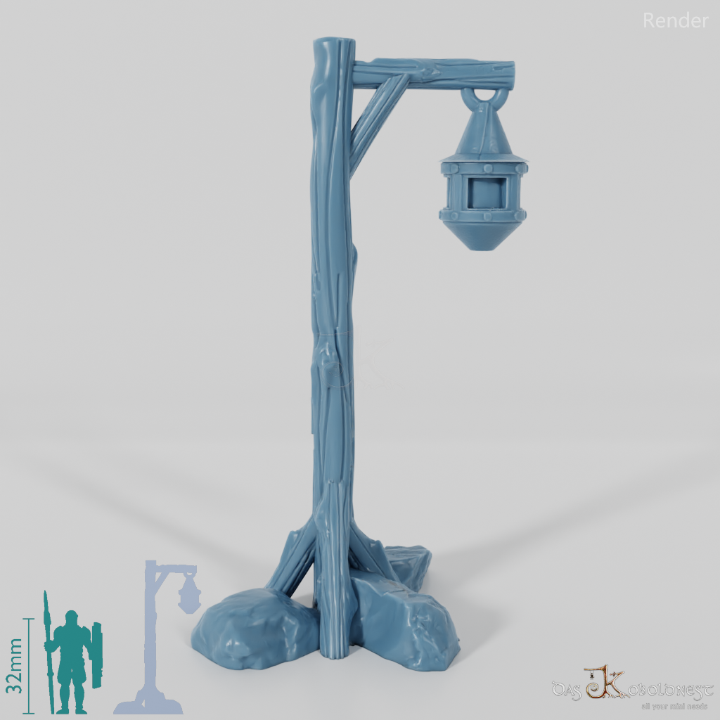 Lantern - street lamp on wooden pole 02