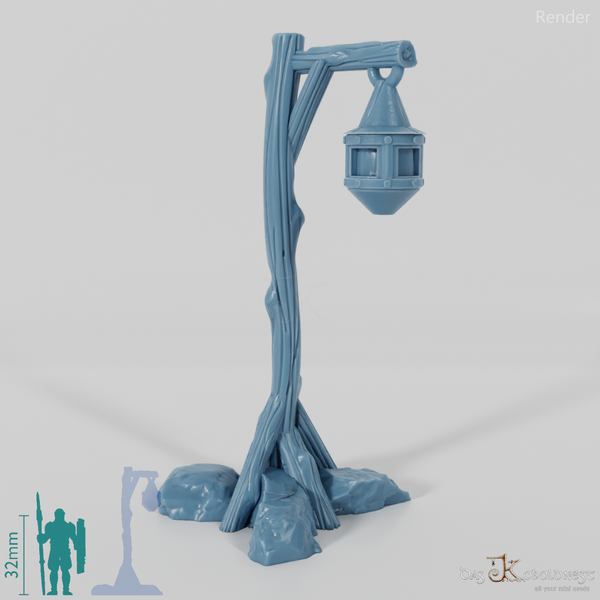 Lantern - street lamp on wooden pole 02
