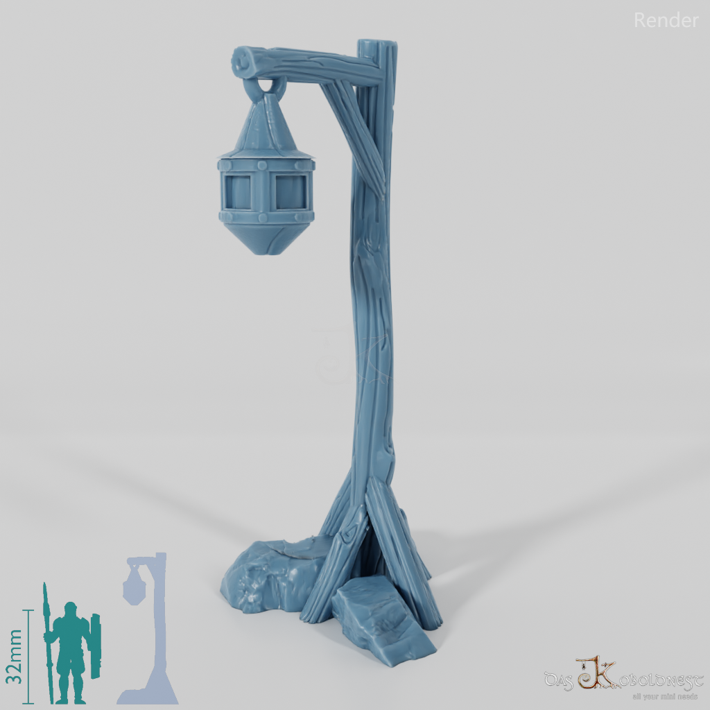 Lantern - street lamp on wooden pole 02