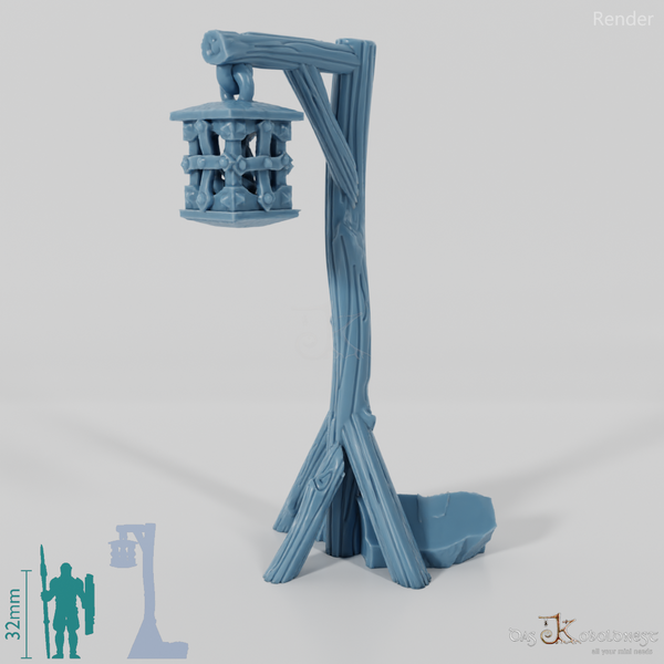 Lantern - street lamp on wooden pole 03