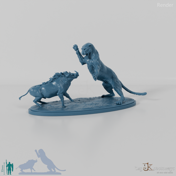 Raubkatze - Leopard auf der Jagd nach Warzenschwein