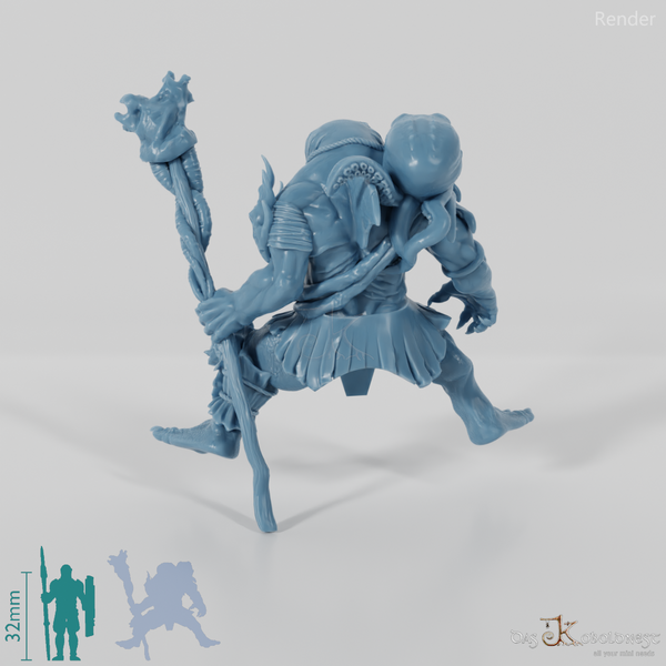 Shark people shaman 01 in riding pose