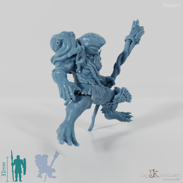 Shark people shaman 01 in riding pose