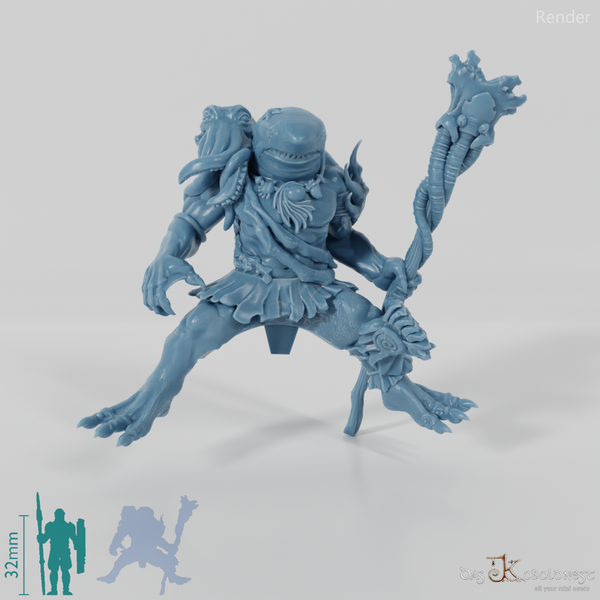 Shark people shaman 01 in riding pose