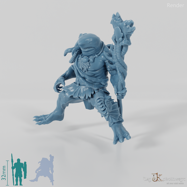 Shark people shaman 01 in riding pose