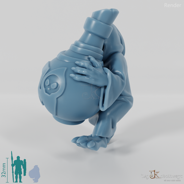 Grocer's assistant with bottle