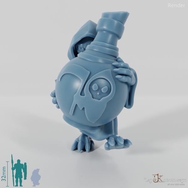 Grocer's assistant with bottle