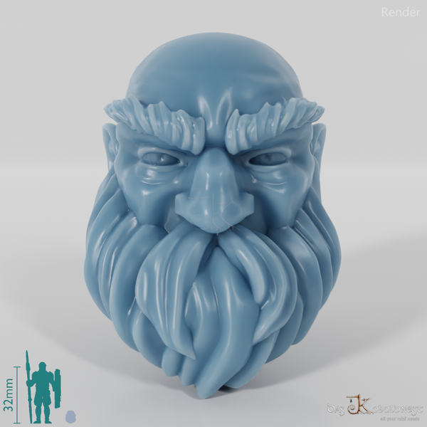 Dwarf Head - Male with bald head and short beard