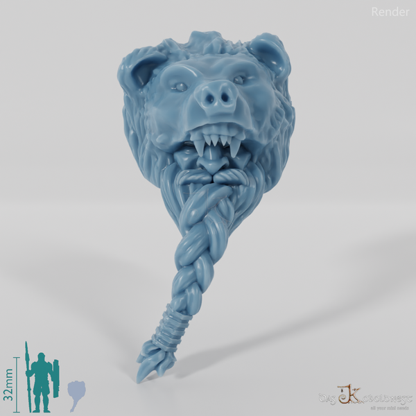 Dwarf Head - Male with bear head and long beard