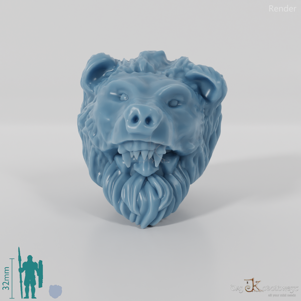 Dwarf Head - Male with bear head and short beard