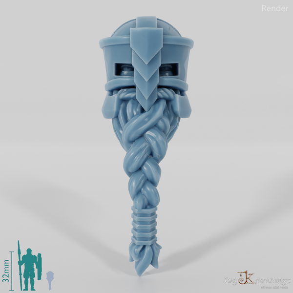 Dwarf Head - Male with glasses helmet and long beard