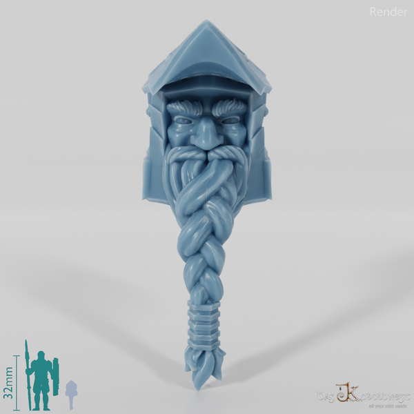 Dwarf Head - Male with visor helmet and beard