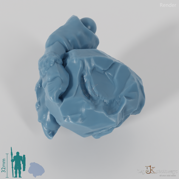 Trollhand mit Felsbrocken