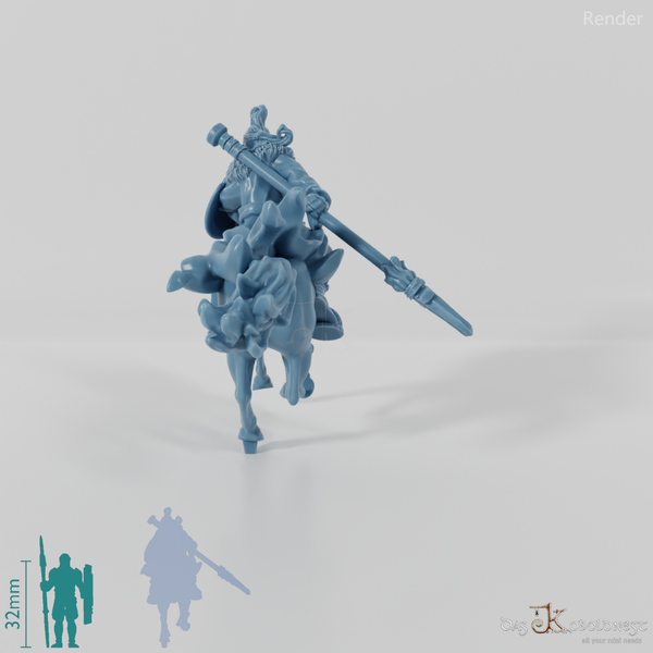 Düsterer Speerkämpfer auf Pferd