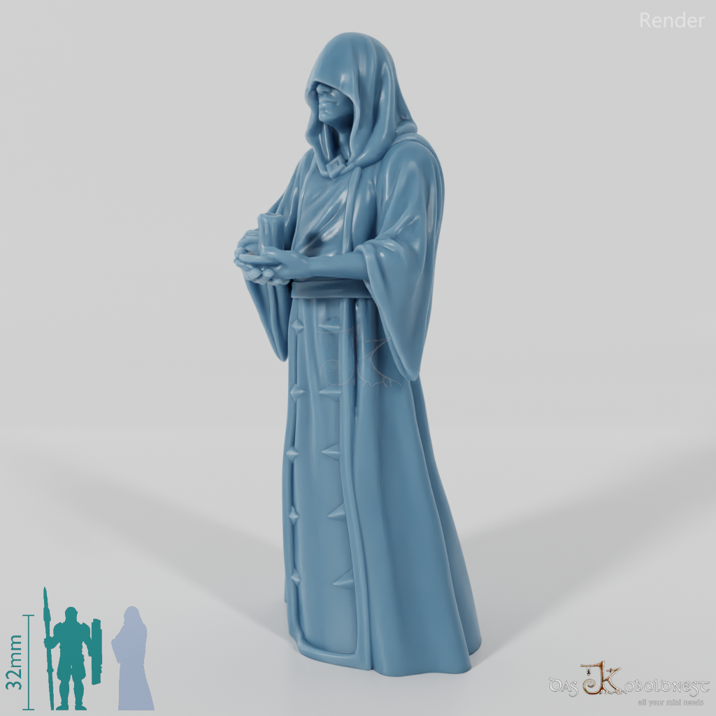 Cloaked cultist with candle