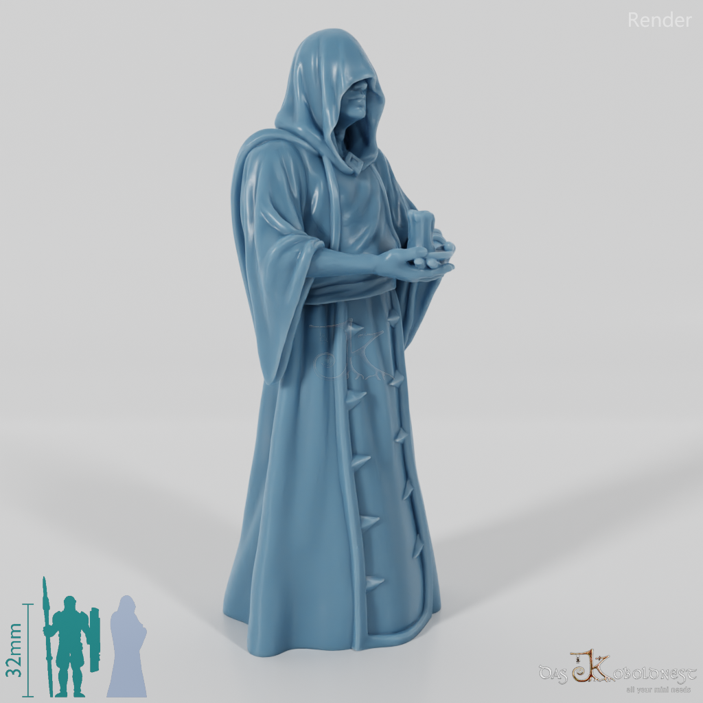 Cloaked cultist with candle
